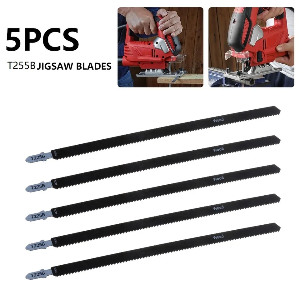5pcs 250 mm prípravok píla Blade HCS Jigsaw Blade Liet Panels Tvrdé drevo Kov rezanie dreva na drevú rezačku T225B pre Makita Bosch Dewalt
