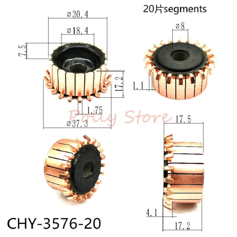 5pcs 30,4*8*17.2 (17,5)*20p Medené tyče Alternátor Alternátor elektrického motora Komunkačného typu Chy-3576-20 Vhodný pre DC