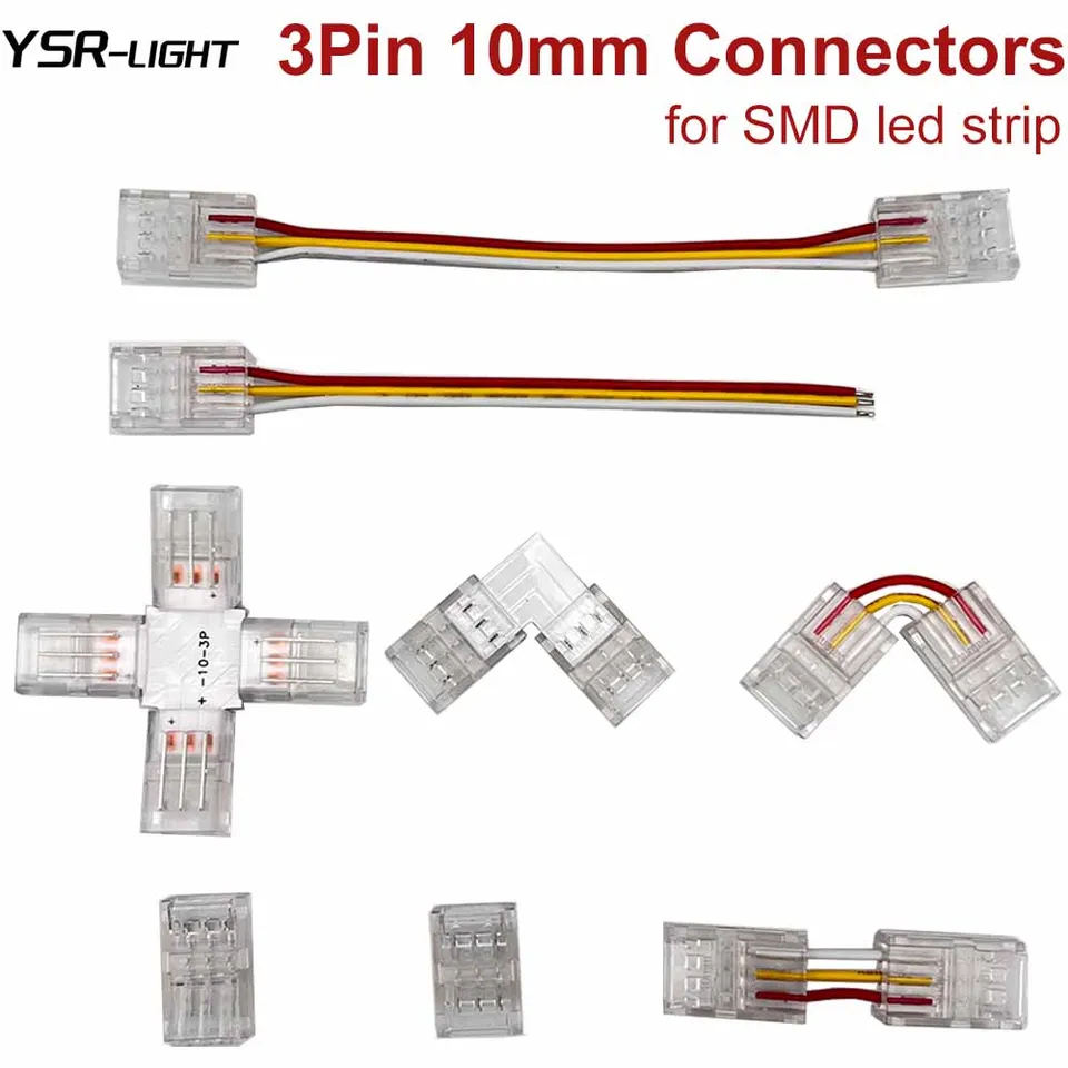 5pcs 3pin 10 mm SMD LED strip Connecors TRESPAENTNÉ OSPAILNÉ PRÁVNE PRÁVNE PRÁVNE PRÁVNE PRIPRAVU