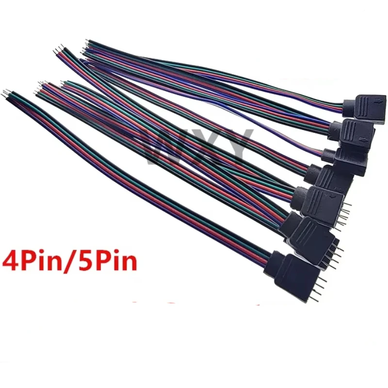 5pcs 4pin 5pin LED kábel samec samostatného konektora Adaptér drôt pre 5050 3528 SMD RGB RGBW LED pásma LET LIGHT RGB RGBW LED radič