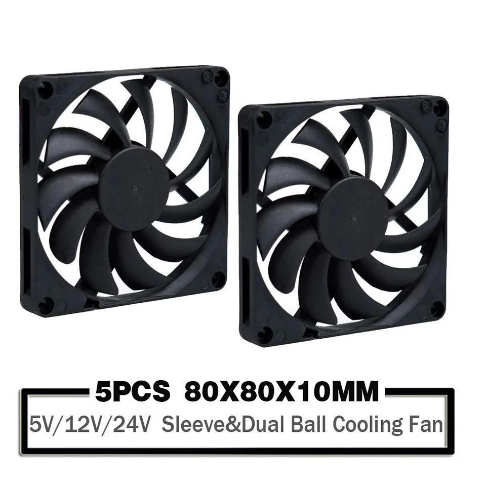 5pcs 5V 80 mm USB ventilátor 12v 24v 80 mm x 80 mm x10mm 2pin/3pin počítačový púzdet ventilátor PC Latop CPU CPU Cooling ventilátor/ventilátor guľôčkového ložiska