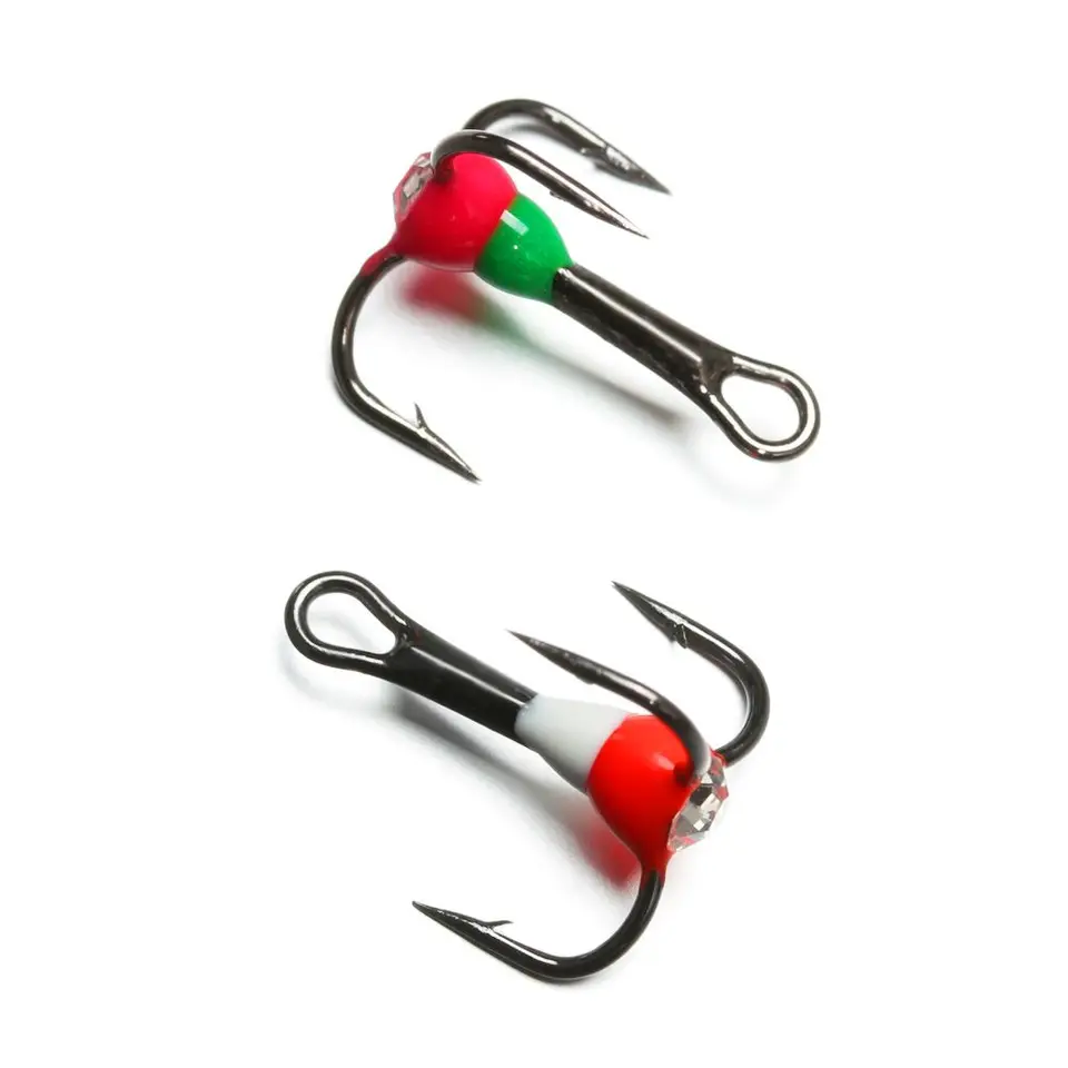 5pcs 8# 10# 12# 14# ICE Fishing Hooks Nový štýl Uhlíková oceľ Trojoskot Hook Zimné potopenie návnad
