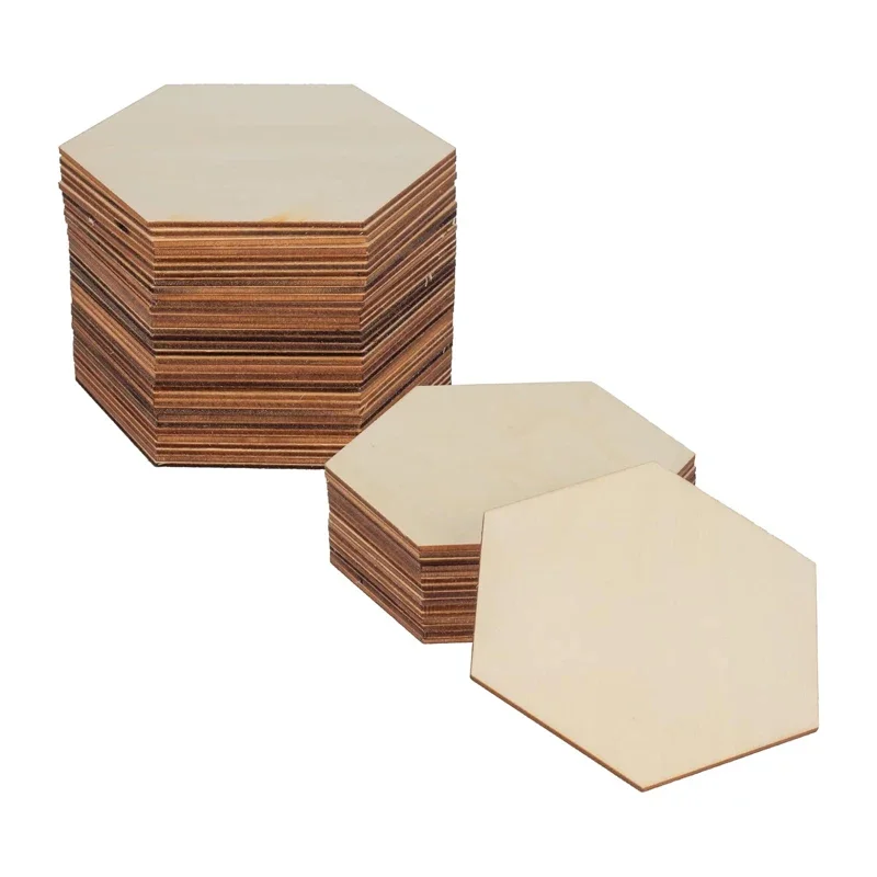 5pcs 9cm nedokončené prázdne drevené kúsky, prírodné šesťuholníky drevené plátky výrezy pre domácich majstrov pyrograf maľba farbenia