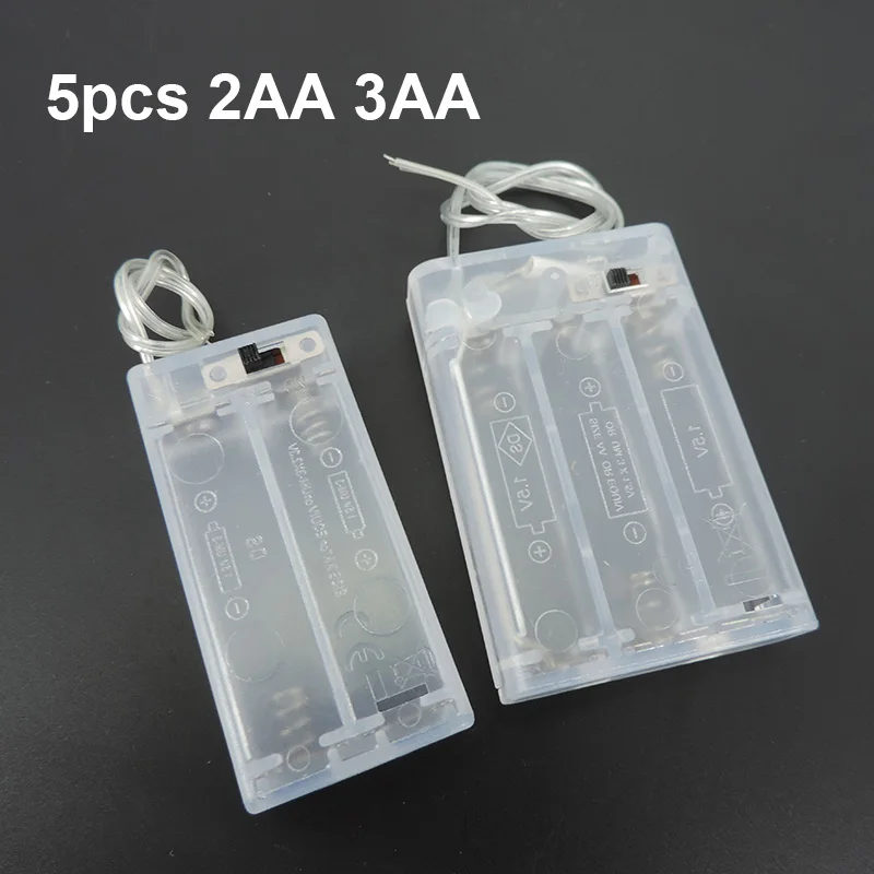 5pcs biela priehľadná 2/3 solt aa 3v 4.5V držiak batérií s obalom s prepínačom AA 2XAA 3XAA 2AA pre LED svetlá opravy DIY