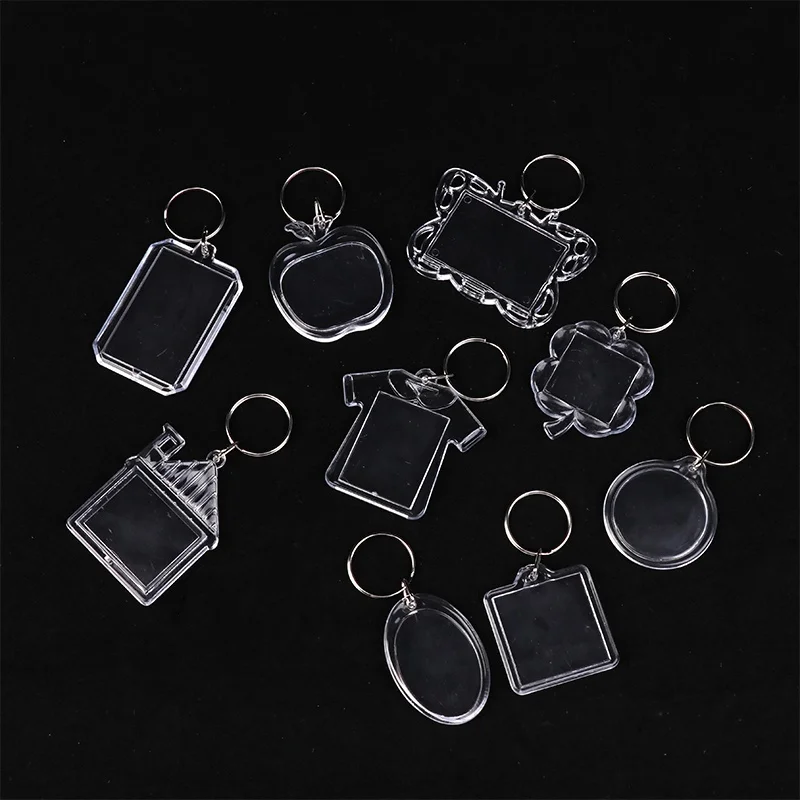 5pcs blank fotorame Keychain číry akrylové kľúče vložte Foto rozdeliteľný kľúč prívesok DIY držiteľ kľúča Drží pár výročia darček