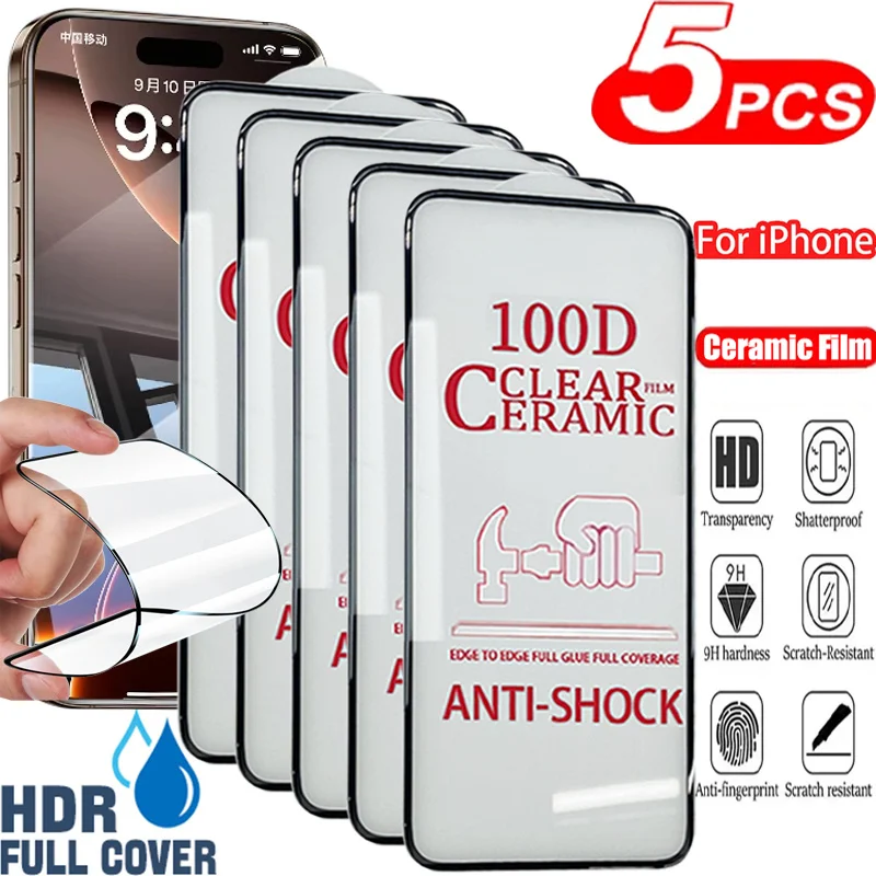 5pcs Clear Screen Protector pre iPhone 16 15 14 13 12 11 Pro XS Max XR keramický film pre iPhone 16 15 14 8 7 plus 13 12 mini filmu