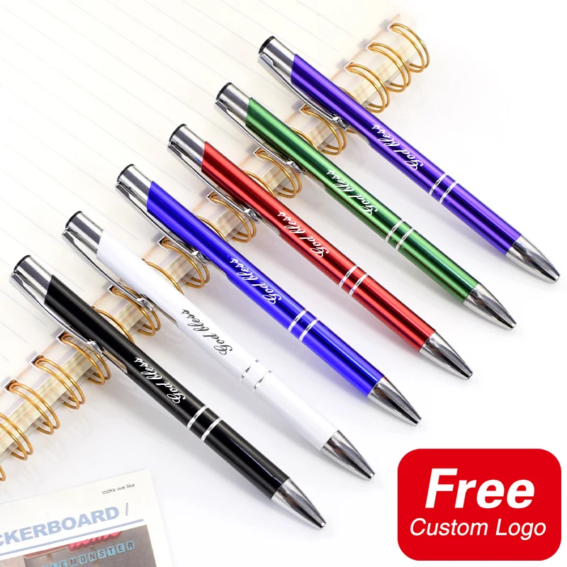 5pcs Custom Logo Pen Laser Rytiny Gravírované meno kovové guľové pero Personalizované škola učiteľka Darček Študent papiernictvo kancelárske potreby