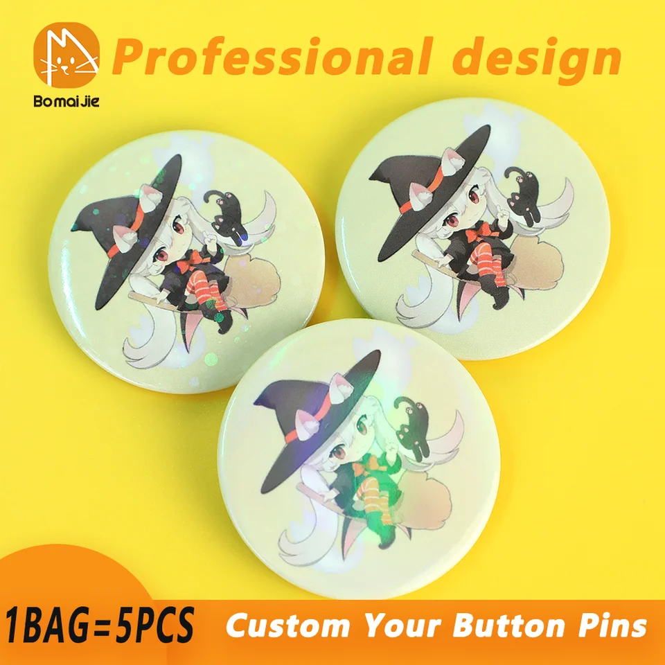 5pcs Custom Personalized Badge Pins Round Cartoon Anime Custom Metal Pin Tinplate Lask Gombíkové odznaky Osobné Pet Fotografie