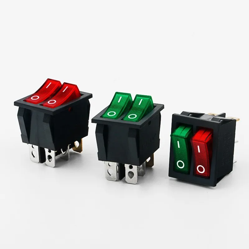 5pcs Double Red Light Rocker Switch 2*SPST ON-OFF 6 PIN 30X22MM 2-WAY SPÍNAŤ SPÍNAČNÝ ROCKER 110V/120V/250V KCD6
