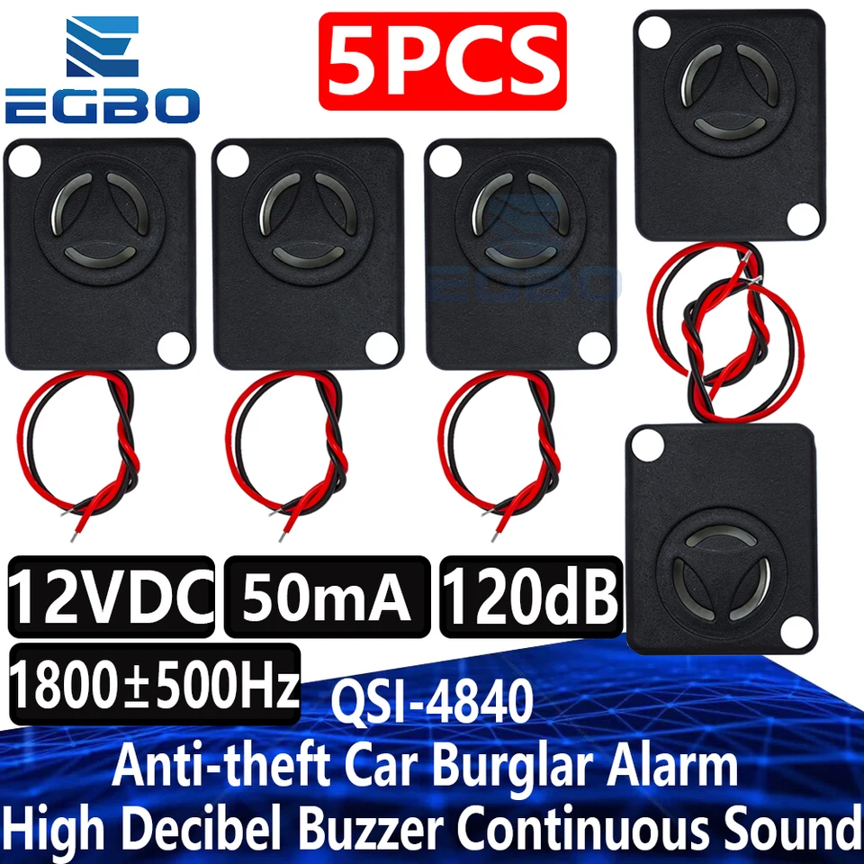 5pcs EGBO proti krádeži automobilu zlodej 12V 120 dB aktívny vysoký decibel bzučiak bezpečný box zlodeja zlodeju príslušenstvo qsi-4840