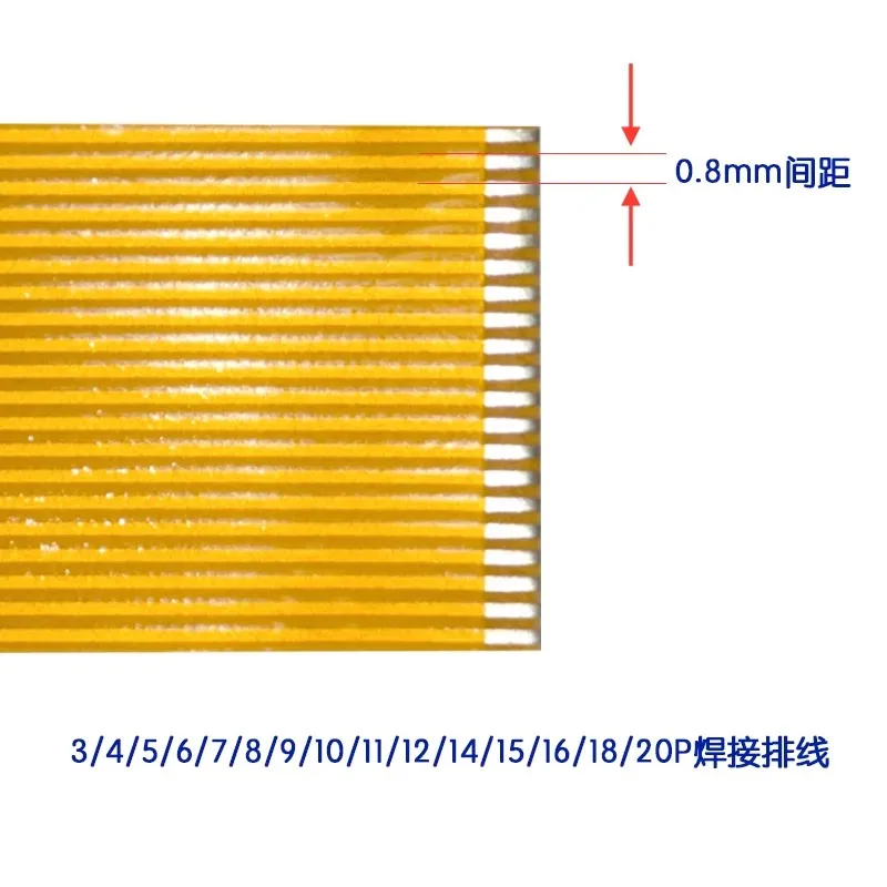 5pcs FPC FFC Flexibilný plochý kábel 0,8 mm ihrisko 3/4/5/6/7/8/9/10/12/14/16/18/20/22/24/26/26/28/30/36/40 PIN