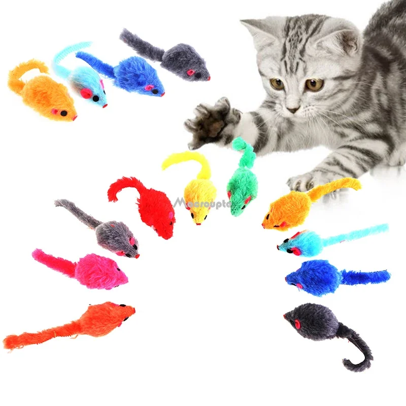 5pcs Furry Plush Cat Toy Soft Solid Solid Interactive Myš myši hračky pre vtipné mačiatko mačky hrajúce škrabance Training Game Supplies