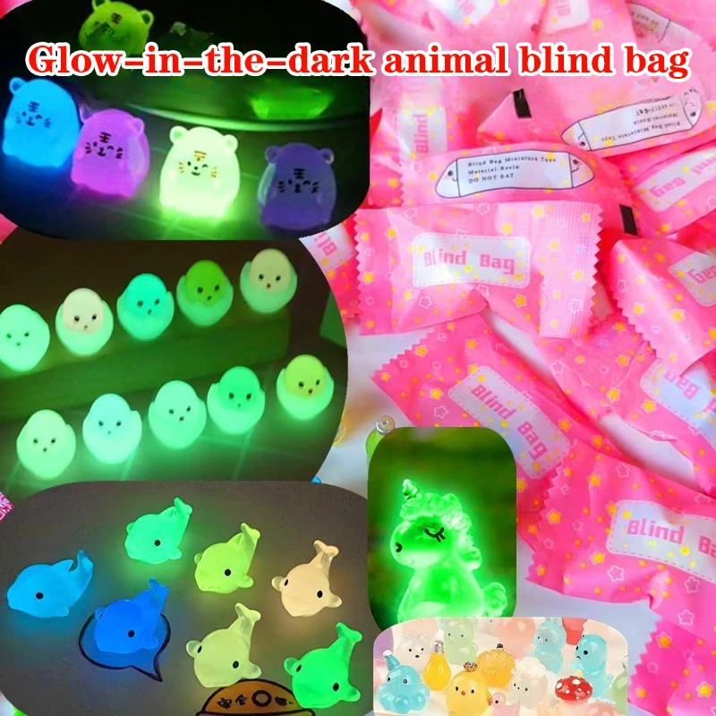 5pcs Luminous Cute Resin Figures Mini Glow In The Dark Animal Model Ozdoby Hračky slepé tašky prekvapivé bábiky pre deti darčeky pre deti
