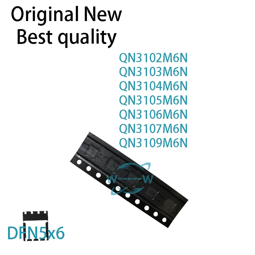 5pcs) nový qn3102m6n qn3103m6n qn3104m6n qn3105m6n qn3106m6n qn3107m6n qn3109m6n qn3102 qn3103 qn3104 qn3107 dfn5x6 Mosfet ic chip