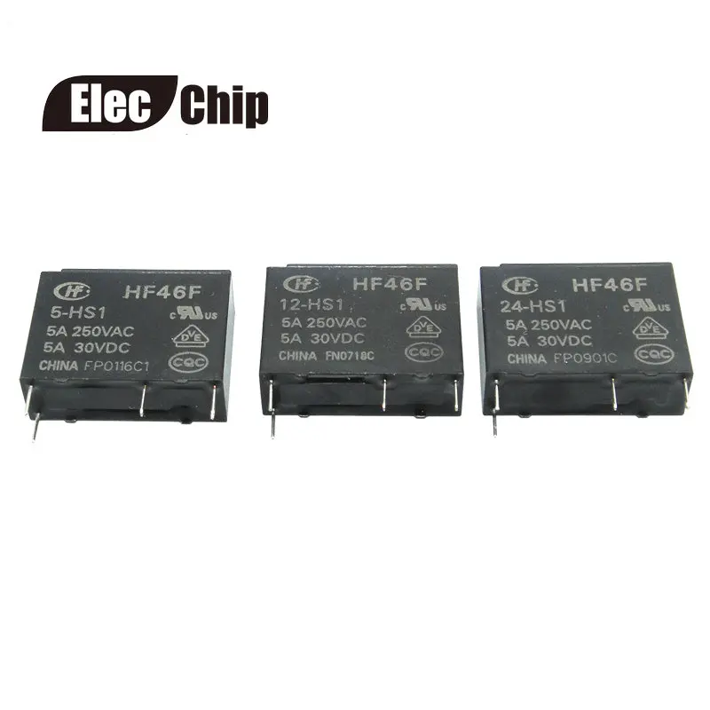 5pcs Power Relays HF46F-005-HS1 HF46F-012-HS1 HF46F-024-HS1 HF46F- 5-HS1 12-HS1 24-HS1 5A 250VAC 4PIN 5V 12V 24V DC