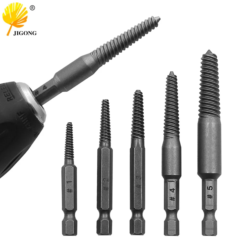 5pcs skrutkovacím výpisom stredné vrtáky Sprievodca súprava zlomená poškodená skrutka hex hexová stopka a spanner pre zlomené ručné náradie