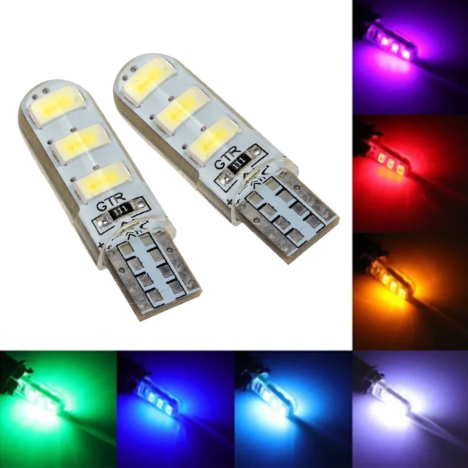 5pcs T10-5630 Silikónový ľad modrá biela červená červená LED žiarovka LED žiarovka SIGNAL SICK LAMP SUN SUN DENNEJ DENNÉ SVETA ŠP