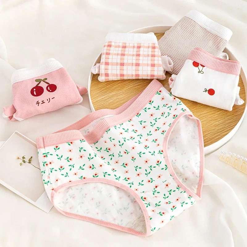 5pcs Teen Girl Cotton Mäkké antibakteriálne nohavičky Kid tenké priedušné nohavičky dievčatko roztomilé nohavičky 3+y malé dieťa spodná bielizeň