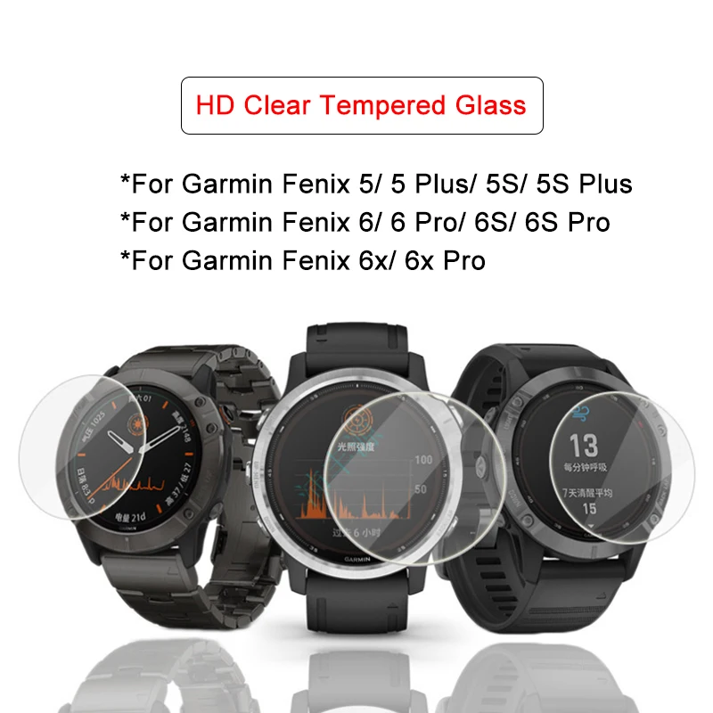 5pcs temperovaný sklenený filmový chránič obrazovky pre Garmin Fenix ​​6s 6x 6 Pro Sapphire 5 5s Plus ochranný HD Ultra Clear Watch Glass