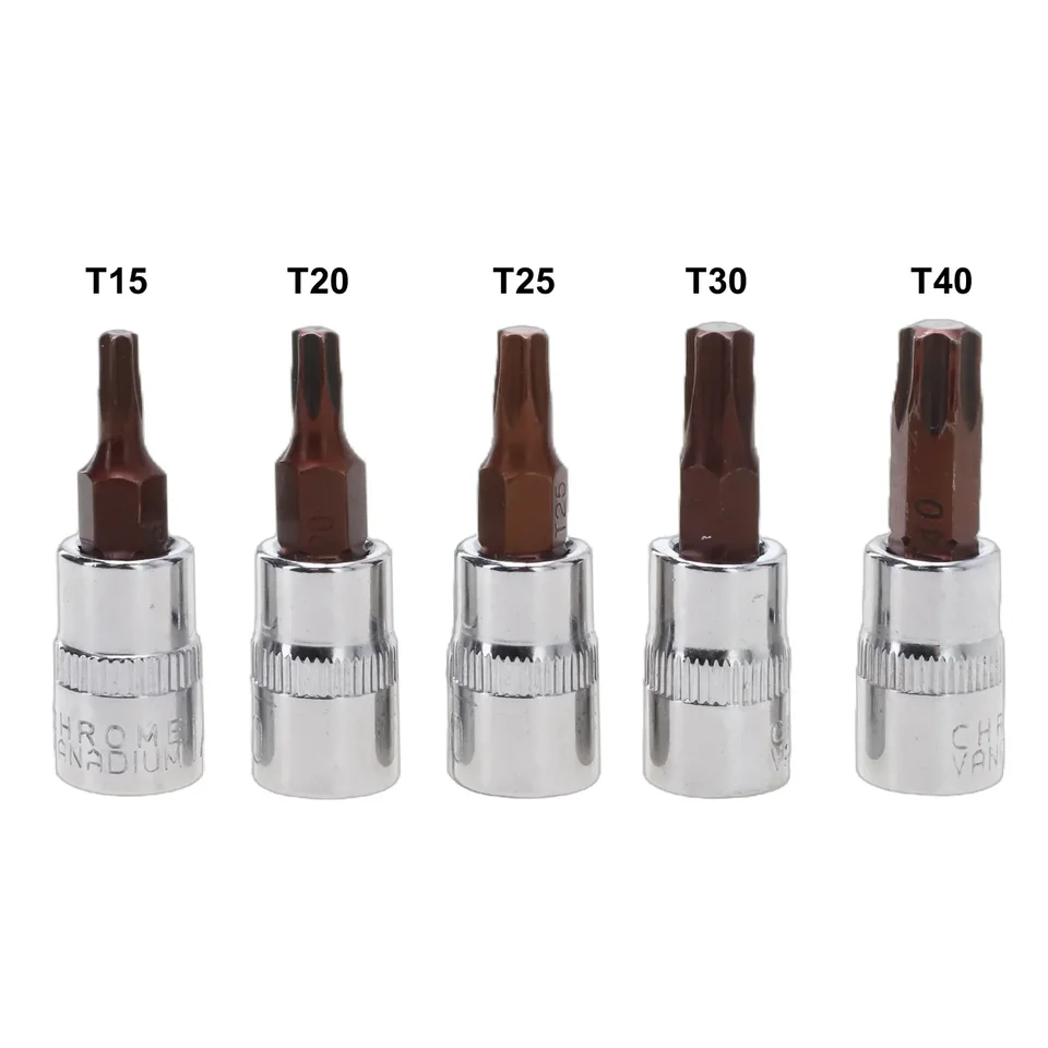 5pcs Torx Screwdriver Bit 1/4 palcový hnací soket Ratchet Socket Wrench Adapter ručné náradie T15 T20 T25 T30 T40