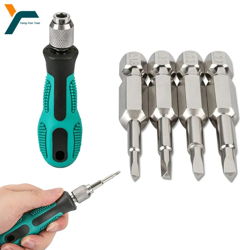 5pcs trojuholníková hlava skrutkovača bitová rukoväť Magnetická sada hlavy 1/4 '' Hex Drit Screck Driver Equipment Electric Energy Oprava náradia