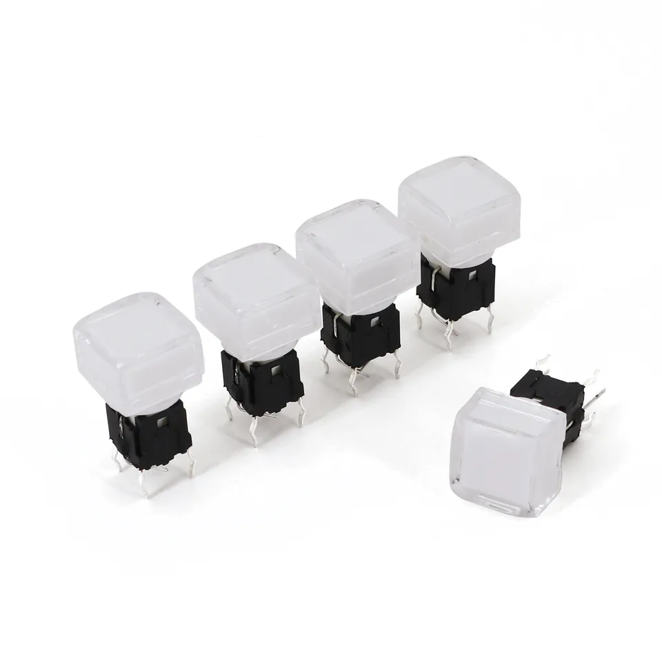 5pcs TS5 Square 9,2x9,2 mm 6pin s LED momentárom SPST PCB Mini tlačidlo kliknite