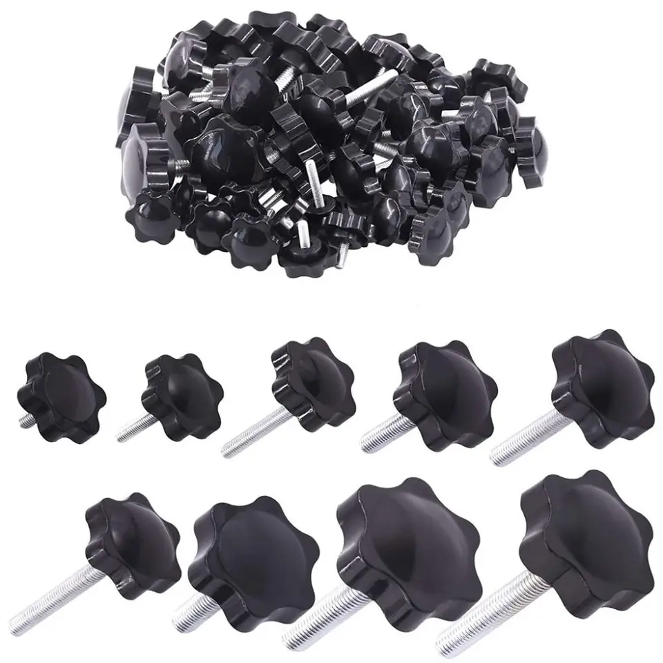 5pcs tvare tvare závit Upína rukoväť skrutky bakelite ručný gombík na utiahnutie skrutkovača Plastová oceľ M4 M5 M6