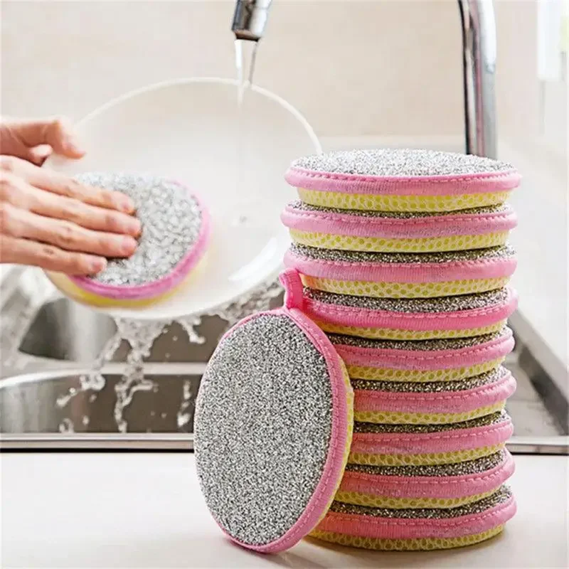 5pcs umývanie riadu na umývanie riadu Opätovné použiteľné umývateľné špongie Dvojitá bočná kúzelná špongia na umývanie riadu Užitočné veci pre kuchynské čisté náradie