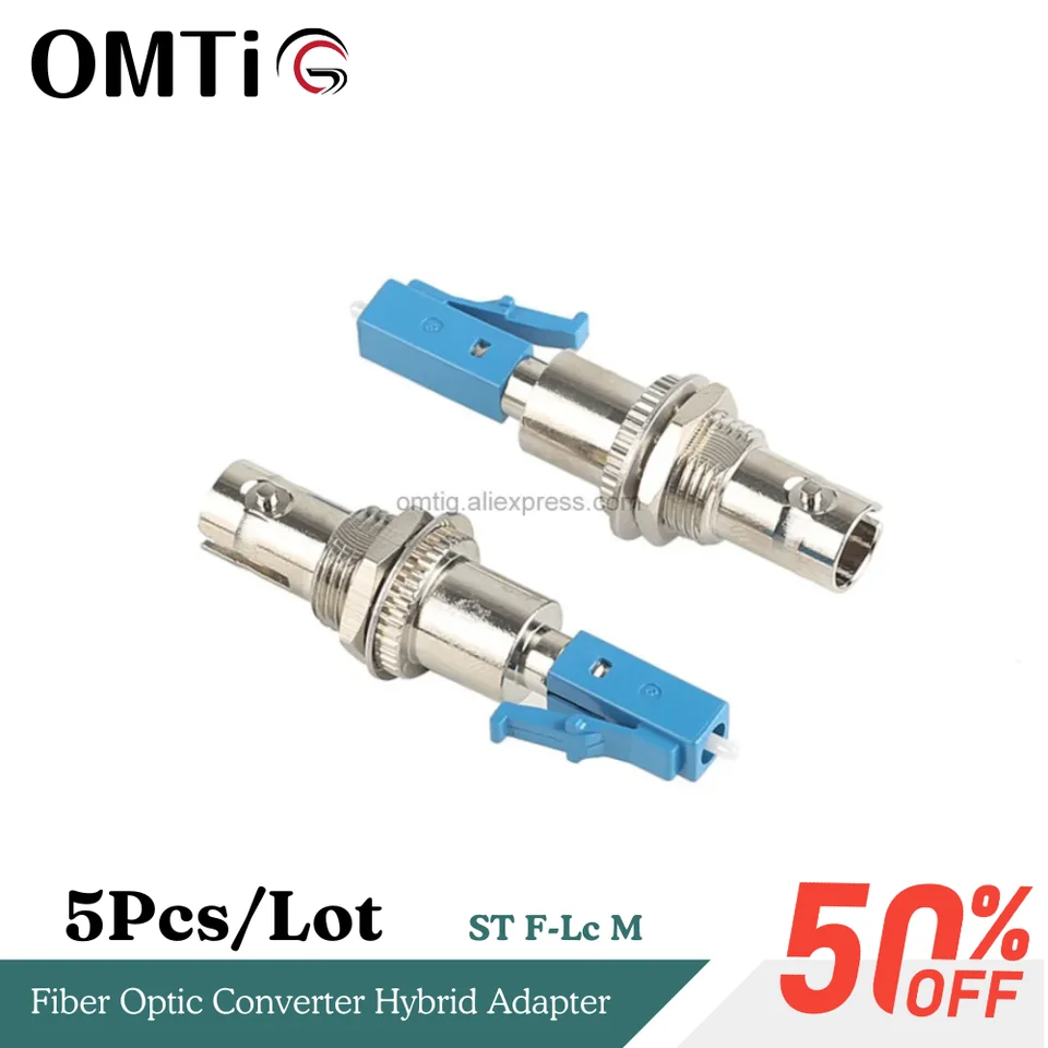5pcs vláknitý optický adaptér ST samice -lc samec Grade Fiber Optic Converter UPC Hybridný adaptér s jedným režimom LC -ST -ST