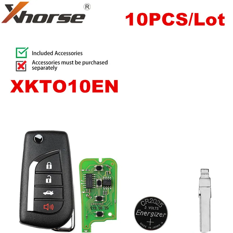 5pcs xhorse káblové Universal Remote Key FOB 4 Button XKTO10en Toy.t Style (FLIP-4BTN) pre nástroj Key VVDI (anglická verzia)