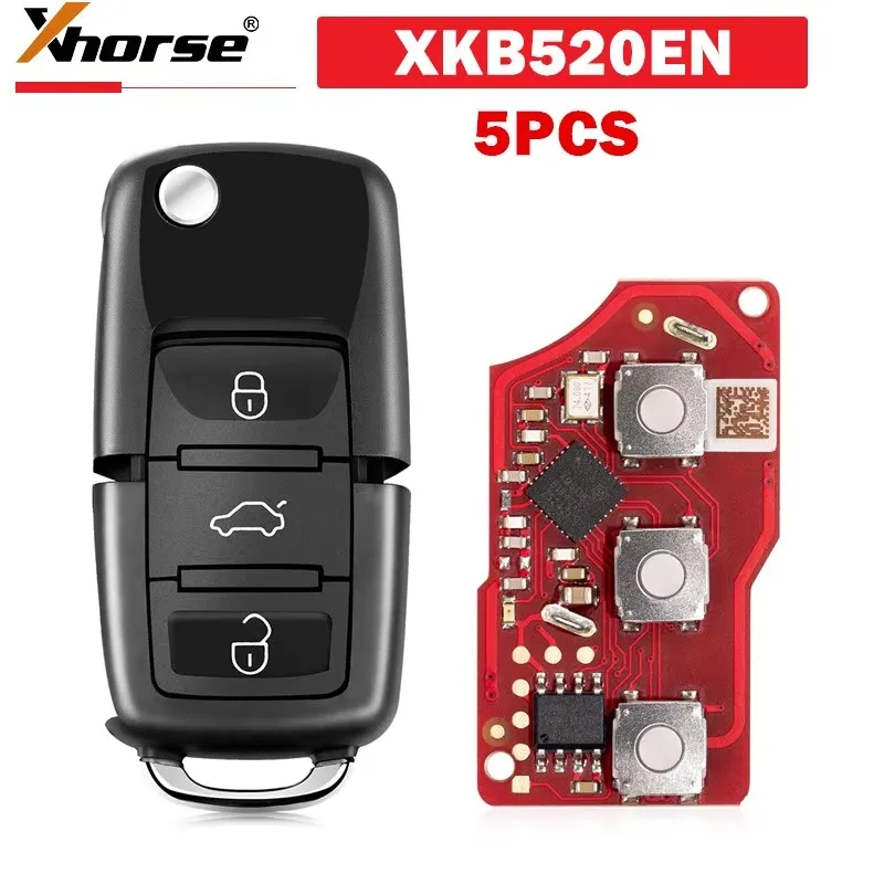 5pcs xhorse xkb520en Druhá generácia nahradená diaľkovým kľúčom drôtu XKB501en pre tlačidlá VW B5 Flip 3 podporuje bezdrôtový program