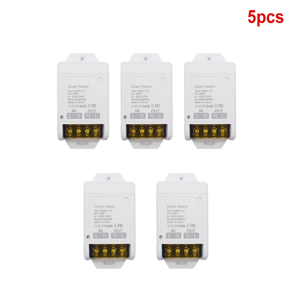5pcs Zigbee 3.0 6600W 30a Smart Home Module Svetlo Svetlo AC85-265V Garážové dvere otvárač relé TUYA Timer DIY pre Alexa Google Home Domov
