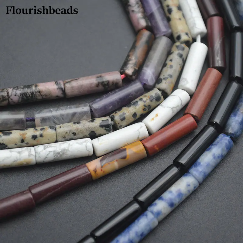 5Srands 4x13mm valcový trubica prírodný kameň Jasper šperky výroby korálikov ametyst dalmácia Jasper sodalit howlite čierny onyx