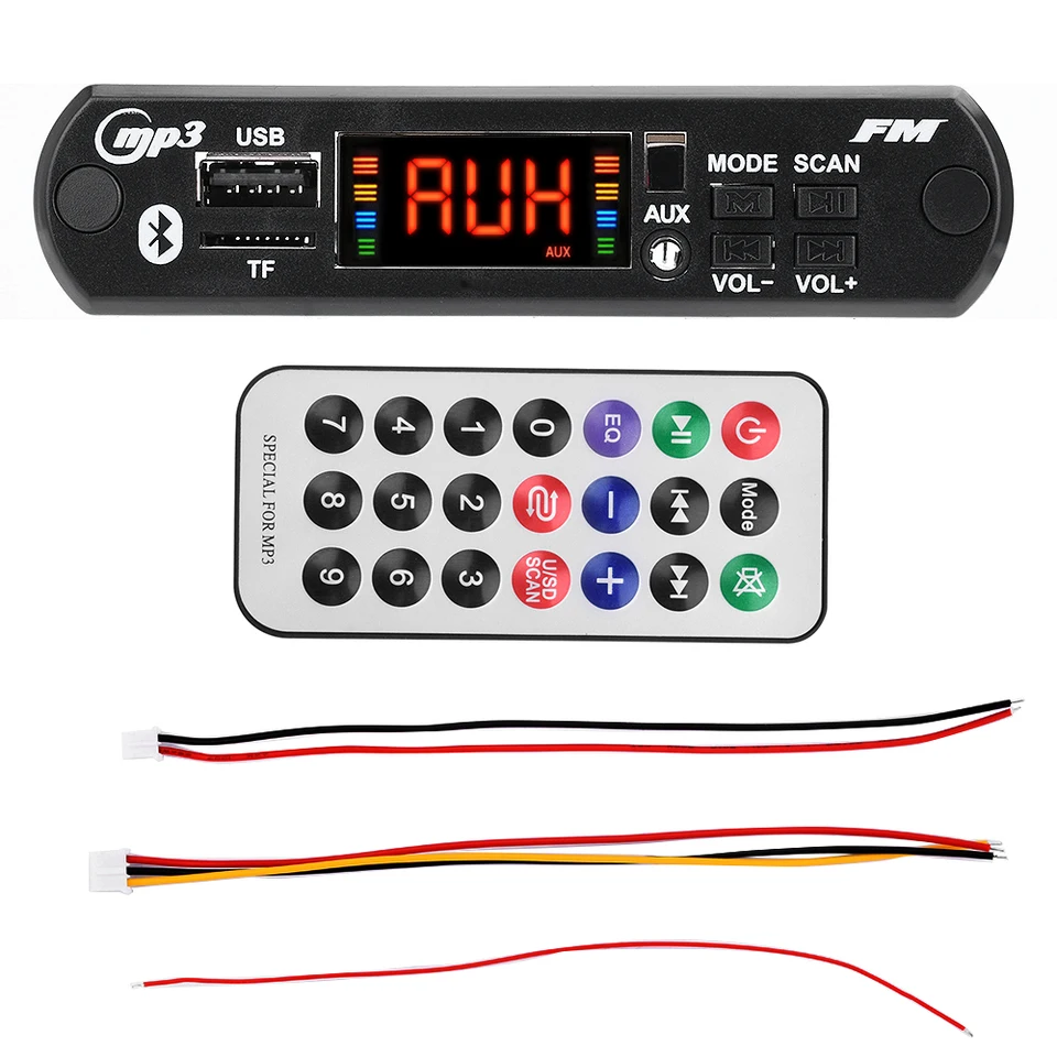 5V/12V farebná obrazovka BT5.0 MP3 Dekódovacia doska Čítačka kariet podporuje funkciu BT Audio MP3 prehrávač USB TF FM Radio Modul