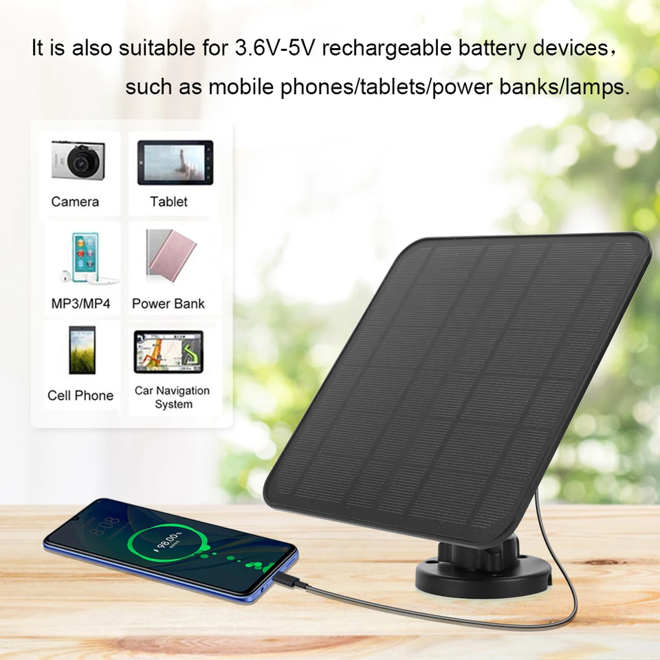 5V 30W Solárny panel Micro USB+Type-C Outdoor Solar Cells Charger IP65 nepremokavý nabíjací panel pre bezdrôtovú bezpečnostnú kameru