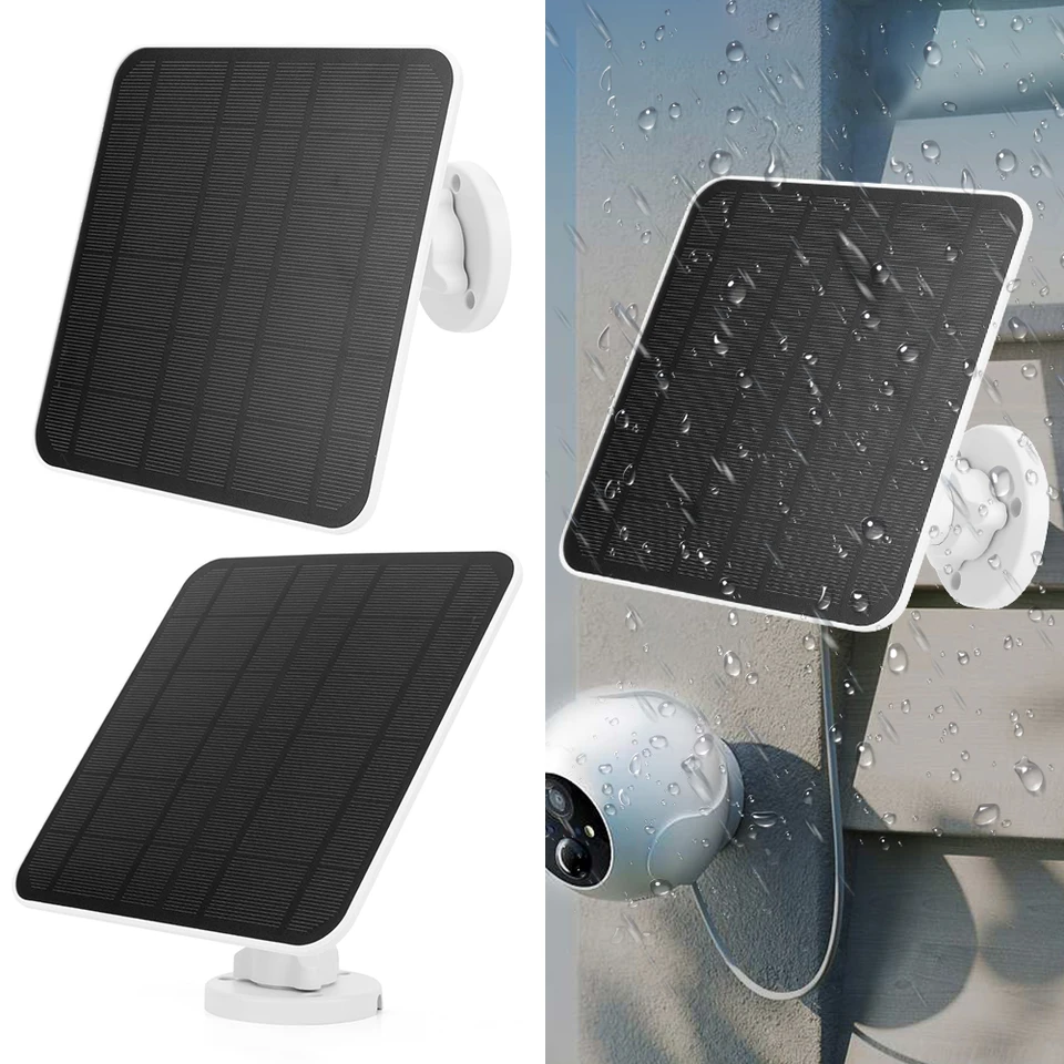 5V 6W Solárny panel IP65 Vodotesný panel solárnych článkov Micro USB a USB-C port 360 ° nastaviteľná montáž pre eufycam 3/3c/2/2c/2 Pro
