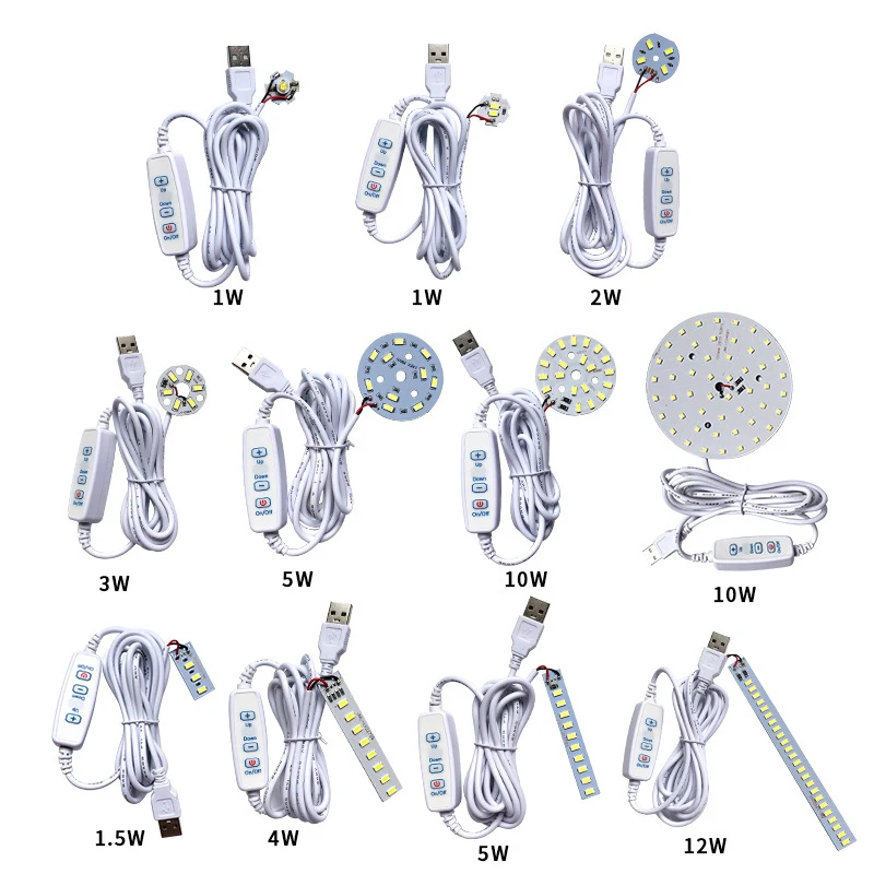5V stmievateľné LED čipy 5730 SMD LED žiarovka nastaviteľná LED žiarovka USB Stlmca Indoor and Outdoor Learning & Pracovná nabíjateľná žiarovka
