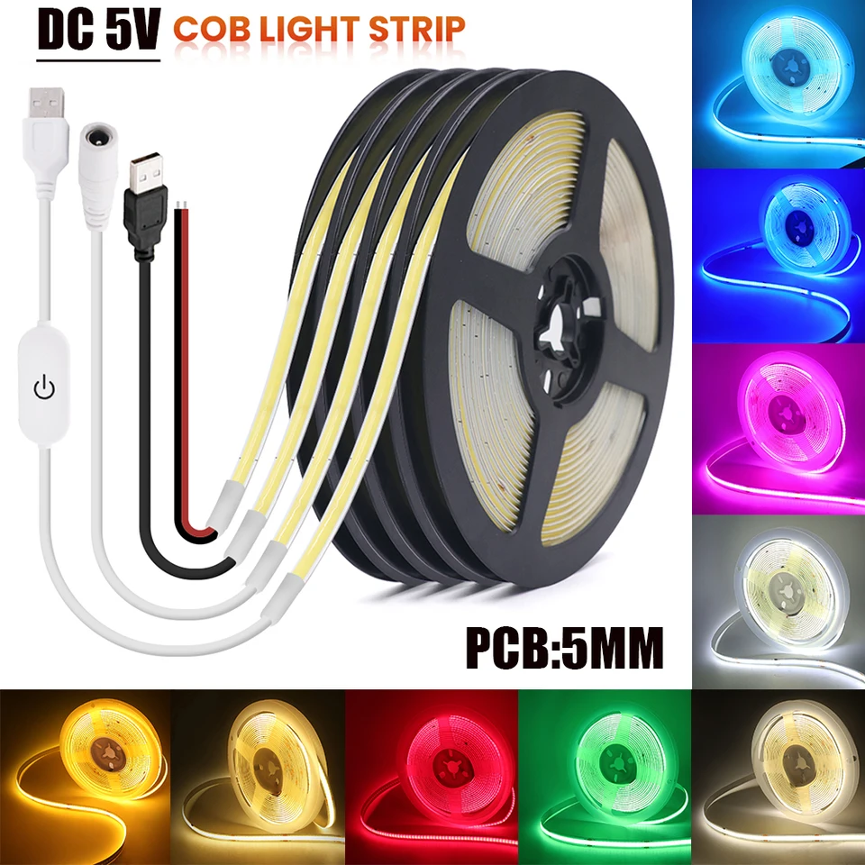 5V USB Touch Stmierovateľné kliešte 320LED/m biela ružová žltá ľadová modrá červená zelená batéria napájaná pružná pružná stuha.