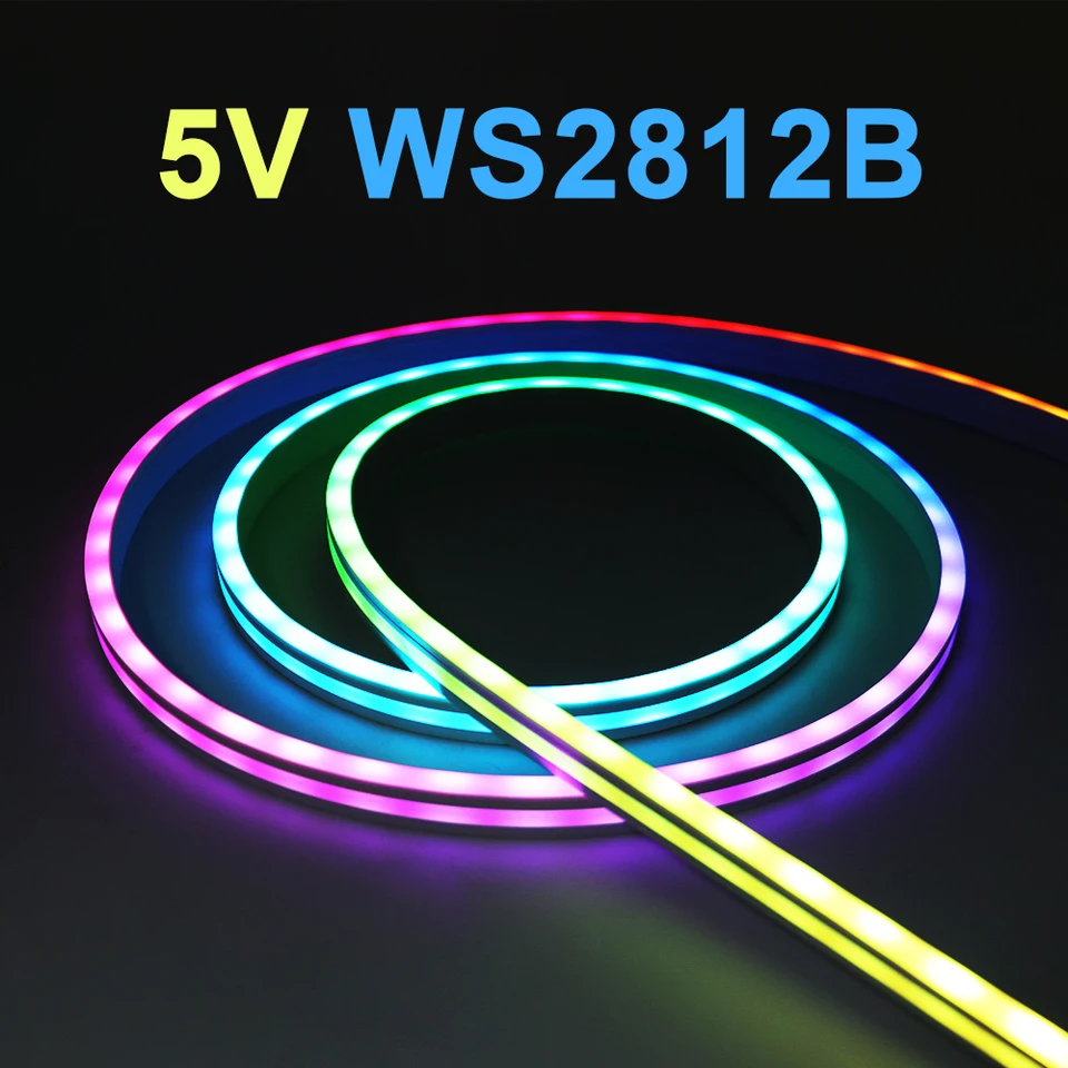 5V WS2812B RGB LED neónové svetlo Individuálne adresovateľné flex pixelovej pásky snov farbu 5050 60LED/m nepremokavá silikónová lampa lampa