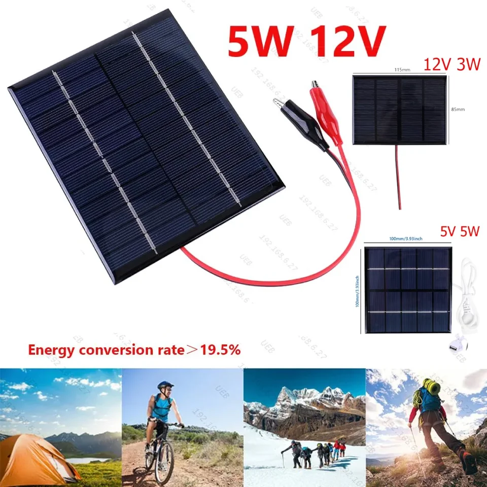 5W 12V Solárne články Vodotesné solárne nabíjacie panel DIY Polysilicon Solar Epoxy Cell nabíjačka pre čerpadlo ventilátora lampy pre vonkajšie kemping