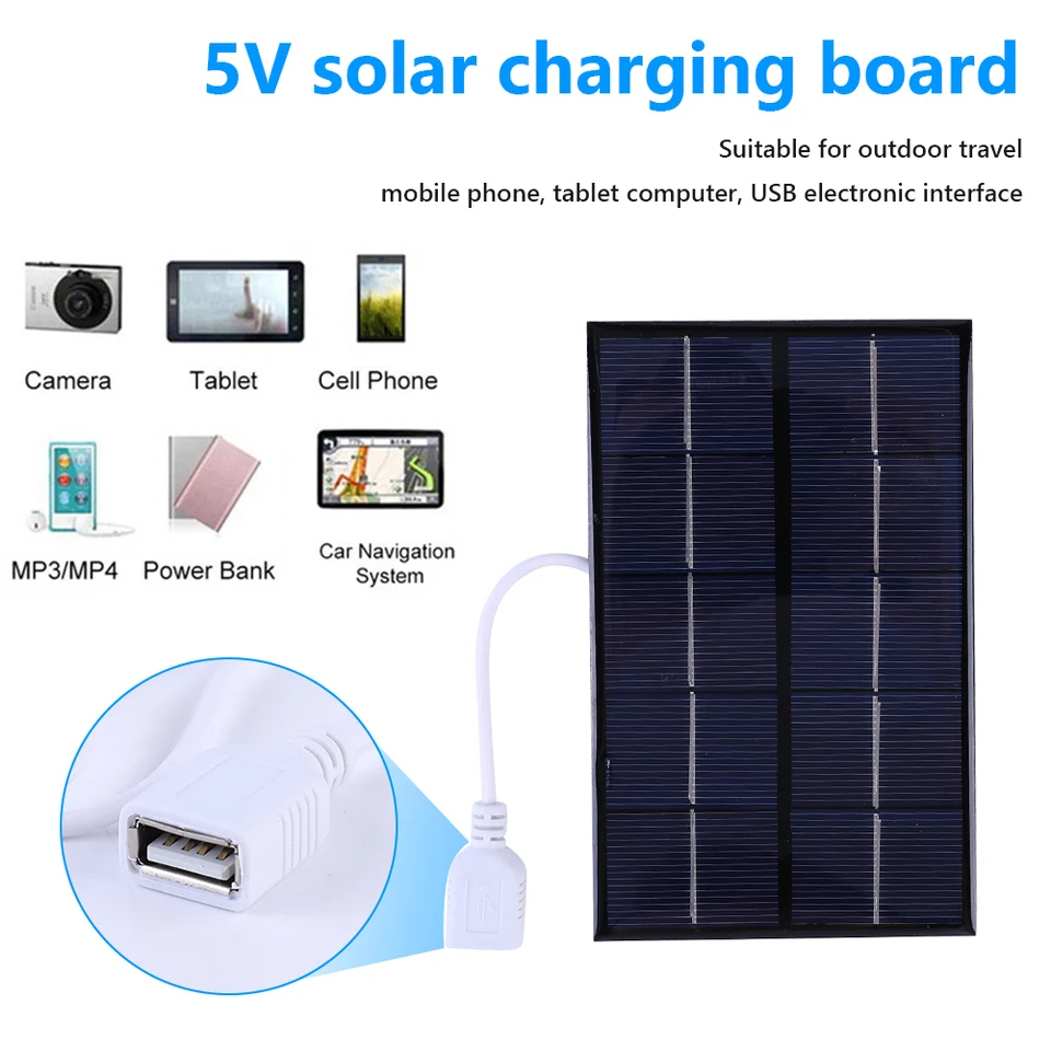 5W 5V Prenosný solárny panel Polysilicon USB Solar Panel nabíjačka pre 3-5 V nabíjanie batérie/telefónu pre vonkajšie kempingy