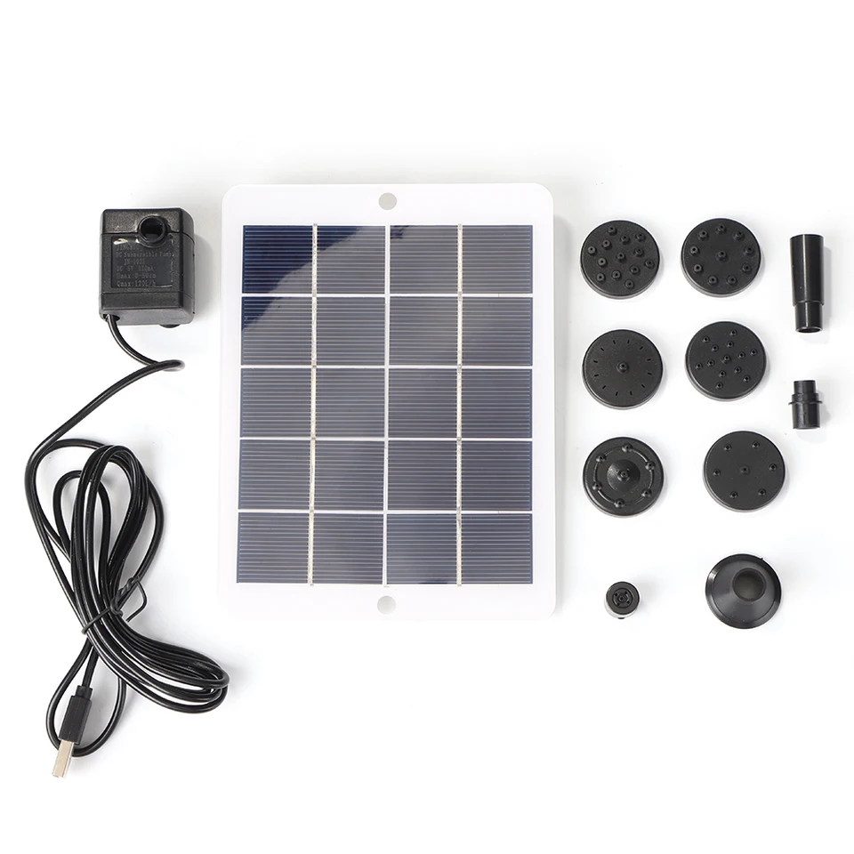 5W 5V Solárne vtáčie kúpeľné čerpadlo fontány s 9 tryskami Solárny panel Vodné čerpadlo Súprava fontána Vodná čerpadlo