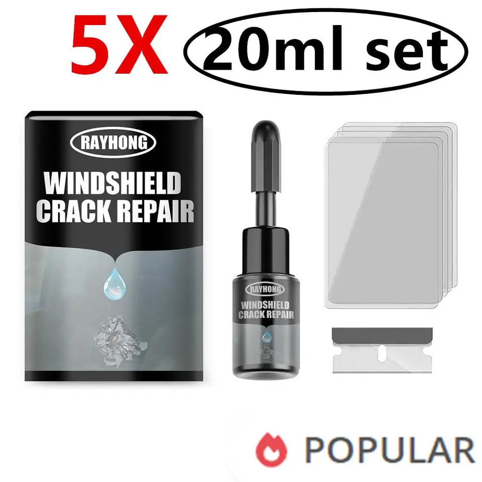 5x 20 ml nastavená súprava na opravu skla DIY auto Oprava čelného skla kvapalina Kvapka