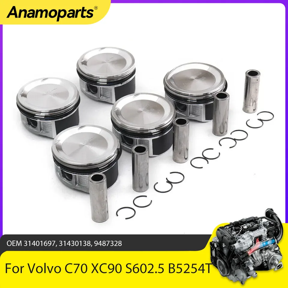 5x Piesty motora s prsteňmi nastavené nastavenie 2,5 LT B5254T L5 Plyn pre Volvo S40 S60 S80 C30 C70 XC90 2,5T T5 30731508