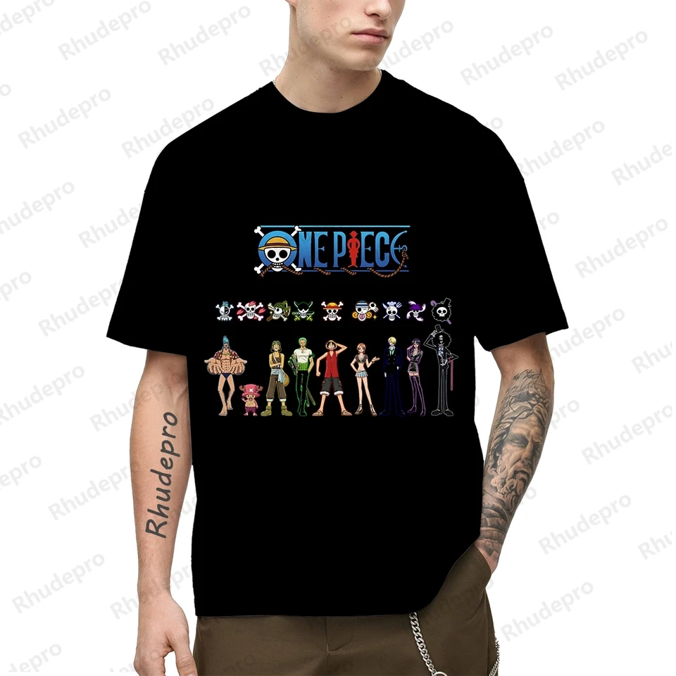 5XL Pánske tričká s tričkami One Piece Tops Fashion Monkey D Luffy 2024 Krátke rukáv