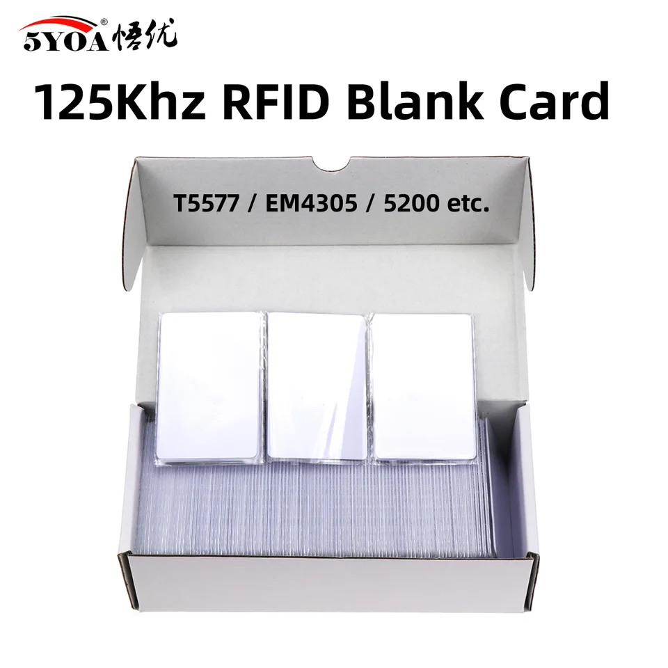 5yoa 200ks/box Prepísateľné 125 kHz RFID T5577 5200 EM4305 Planl Card Smart Access Control Key Karta Čítanie zápisu Program Klonové karty Klony