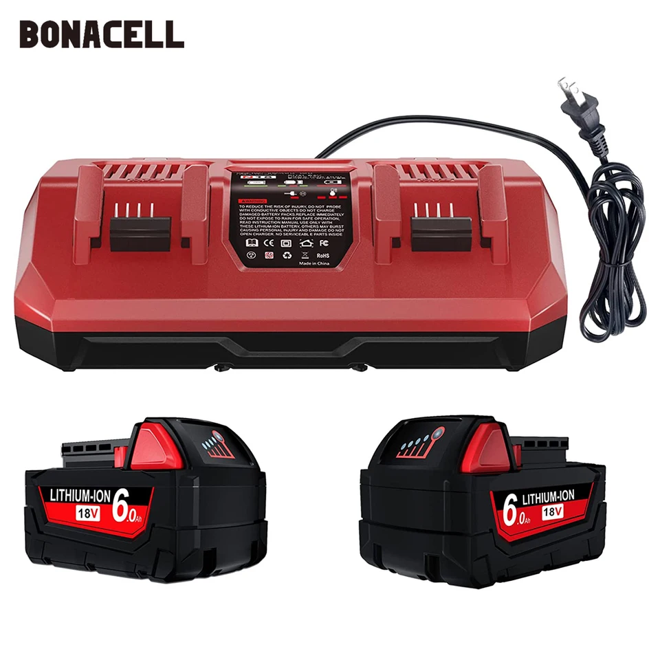 6.0AH výmena za Milwaukee M18 batériu a duálne porty Combo Combo 48-11-1862 48-59-1850 48-59-1812 M12 M14 48-11-1815