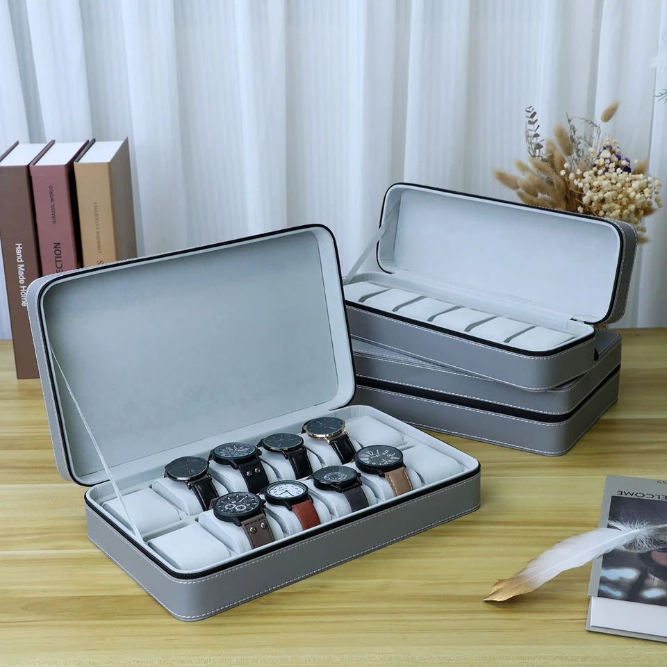 6/10/12 Mriežky hodinky Sledujte zipsové tašky hodinky skladovacie skrinky pre Quartz Watch Organizátor krabičky