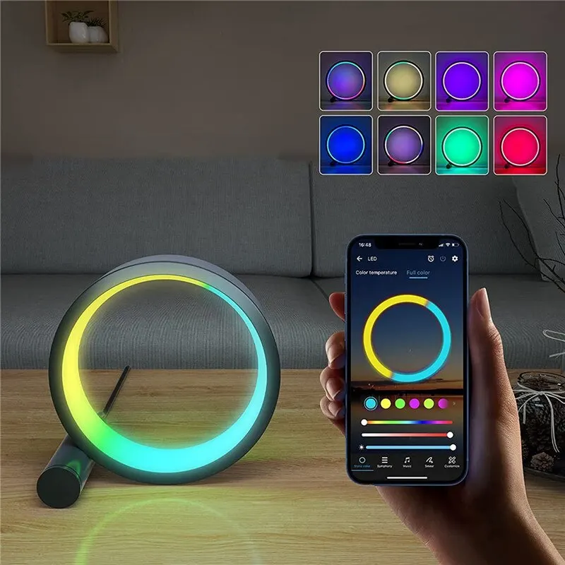6/10 palca inteligentné LED nočné svetlo RGB Desktop Atmosféra Desk Lamp App Diaľková hudba Rhythm Lights Game Spálňa Dekorácie