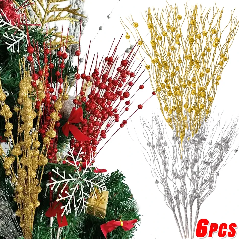 6/11ks umelé trblietky bobuľové kmeňa Fake Rattan Flower Branch DIY Garland Viano
